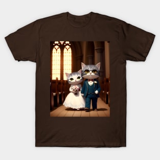 Cats Getting Married - Modern Digital Art T-Shirt